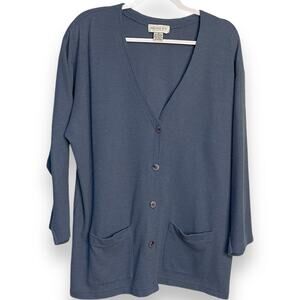 Metro 212 Cardigan Sweater Women's Medium Blue Casual Layering Academia Preppy